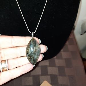 Labradorite Pendant on Silver Snake Chain